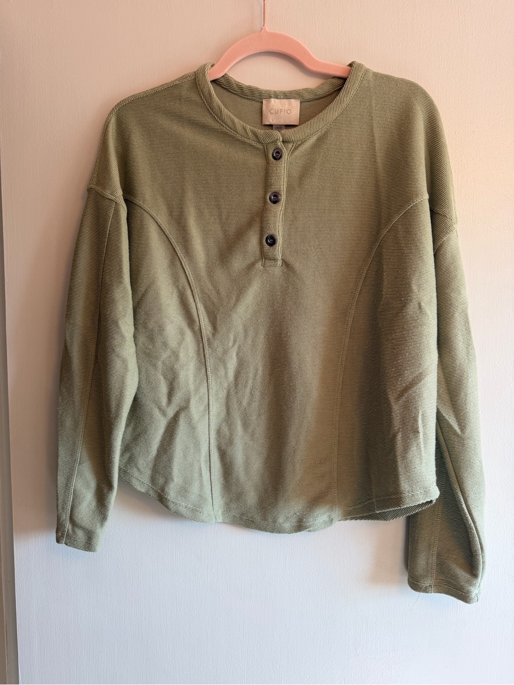 Cupio Henley Style Long Sleeve Shirt
